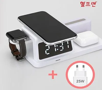 시계 판촉물 여성 고객 타겟 추천 3 헬프맨 모던 4in1 무드등 시계고속무선충전기세트