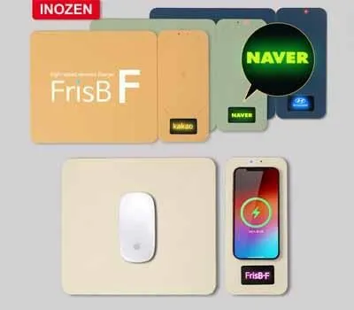 마우스패드 판촉물 품질 불량 예방법 4 이노젠 프리스비F 고속무선충전 마우스패드(분리형/LED)
