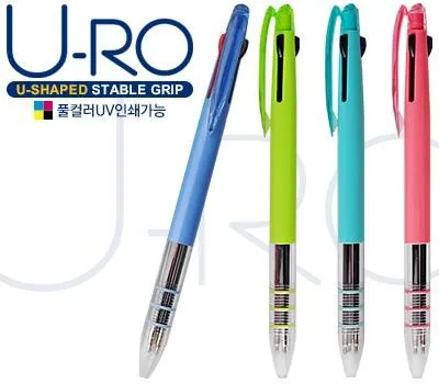 학교 판촉물 친환경 소재로 제작하기 5 유로 3색 투명 니들 볼펜 3링